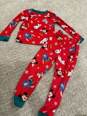 Disney Red and Green Holiday Kids Pajama Top
